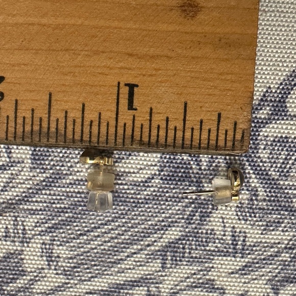 CYRIL STUDIO “AURORA STUDS” 14K YELLOW GOLD with MOONSTONE and DIAMOND - Picture 5 of 9